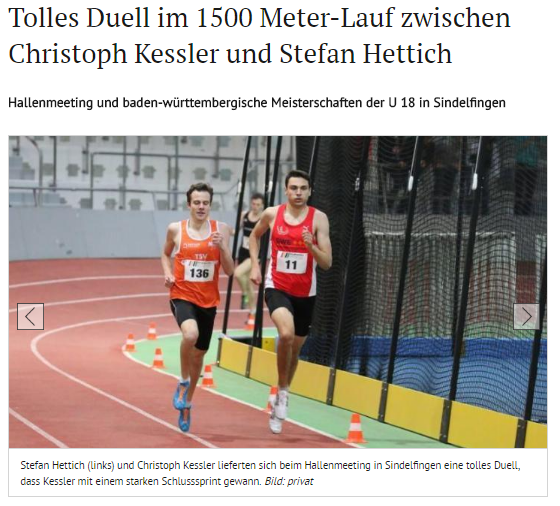 Tolles Duell im 1500 Meter-Lauf zwischen Christoph Kessler und Stefan Hettich